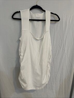 torrid White Side-Ruched Tank Top - Scoop Neck Sleeveless